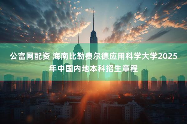公富网配资 海南比勒费尔德应用科学大学2025年中国内地本科招生章程