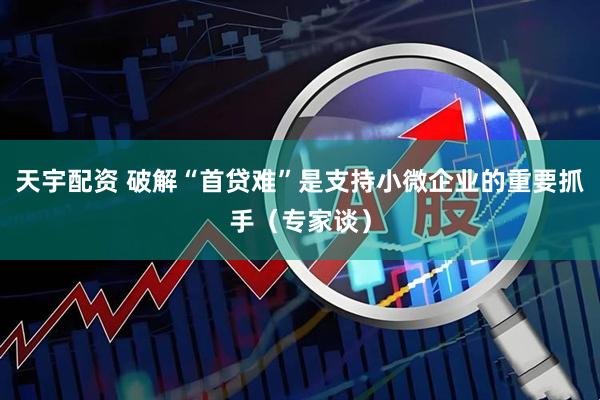 天宇配资 破解“首贷难”是支持小微企业的重要抓手（专家谈）